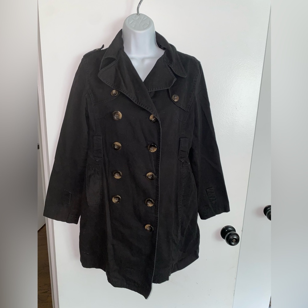 Women's Juicy Couture Black Trench Coat, Medium